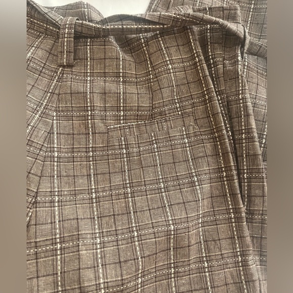 Women’s JCL Size M brown plaid pleated button fly belted pants with pockets - Picture 6 of 6